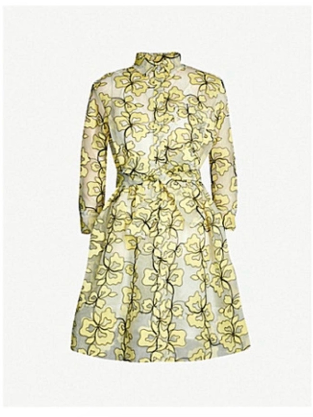 Maje Floral-embroidered Organza Shirt Dress